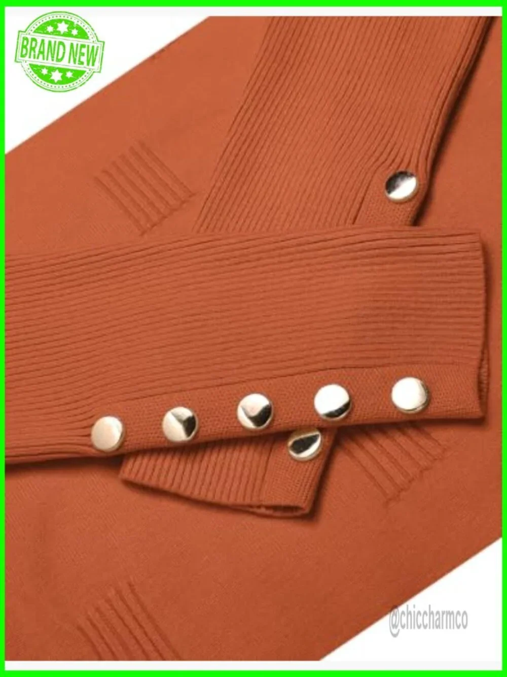 Lightweight Ribbed Knit Pullover Sweater with V-Neck and Button Cuffs